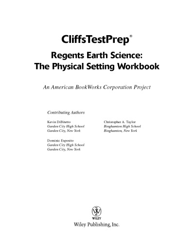 ﻿CliffsTestPrep Regents Earth Science: کتاب کار تنظیم فیزیکی