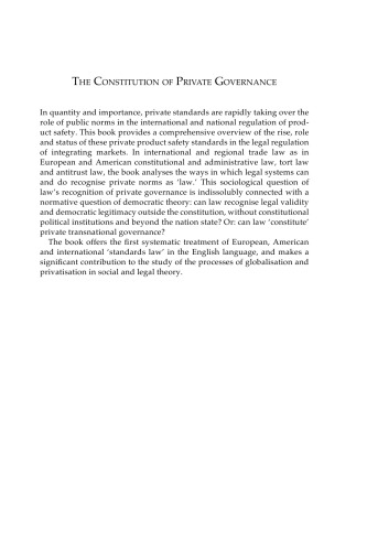 ﻿قانون اساسی حاکمیت خصوصی: استانداردهای محصول در تنظیم بازارهای یکپارچه (مطالعات بین المللی در نظریه حقوق خصوصی)