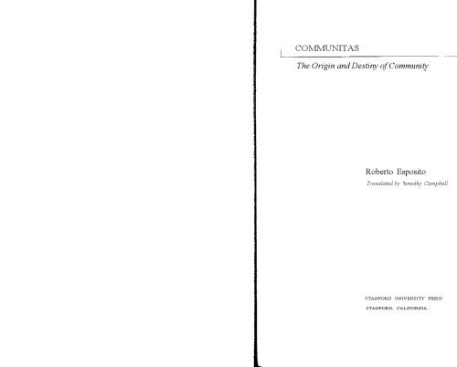 ﻿Communitas: منشأ و سرنوشت جامعه (حافظه فرهنگی در حال حاضر)