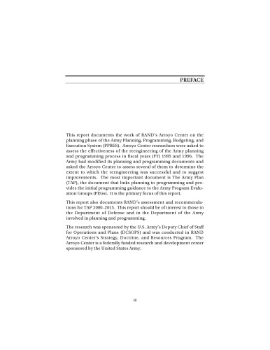 ﻿بهبود سیستم برنامه ریزی، برنامه ریزی، بودجه و اجرای ارتش: مرحله برنامه ریزی