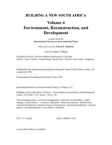 ﻿ساختن آفریقای جنوبی جدید: جلد 4 (محیط زیست، بازسازی و توسعه)