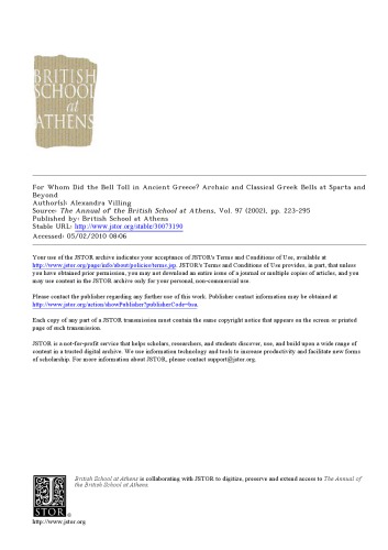 ﻿زنگ در یونان باستان برای چه کسانی به صدا درآمد؟ زنگ‌های یونانی باستانی و کلاسیک در اسپارتا و فراتر از آن