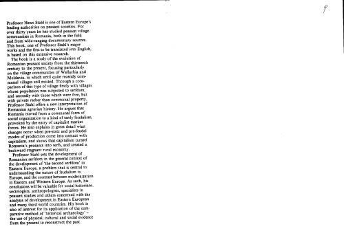 ﻿جوامع روستایی رومانیایی سنتی: گذار از شیوه تولید اشتراکی به سرمایه داری در منطقه دانوب (مطالعات در سرمایه داری مدرن)