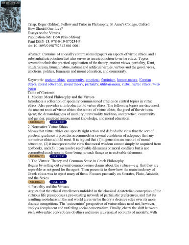 ﻿چگونه باید زندگی کرد؟: مقالاتی در مورد فضایل