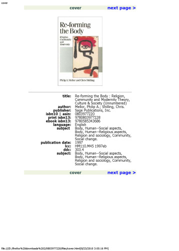 ﻿تشکیل مجدد بدن: دین، جامعه و مدرنیته (منتشر شده در ارتباط با نظریه، فرهنگ و جامعه)