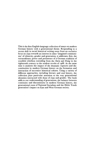﻿نسل های درگیر: شورش جوانان و تشکیل نسل در آلمان 1770-1968