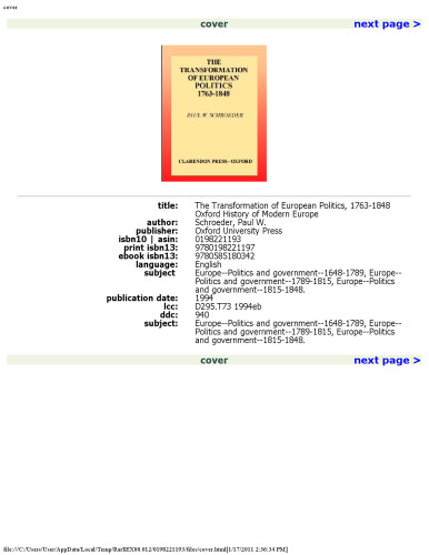 ﻿دگرگونی سیاست اروپا 1763-1848 (تاریخ آکسفورد اروپای مدرن)