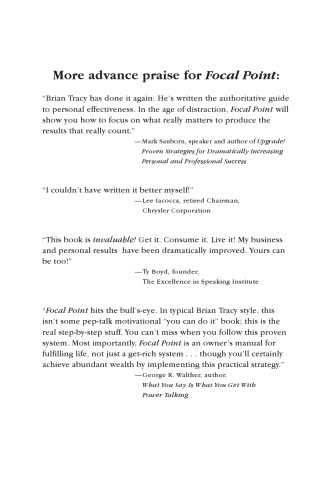 ﻿نقطه کانونی: یک سیستم اثبات شده برای ساده کردن زندگی، دو برابر کردن بهره وری و دستیابی به همه اهداف 2001