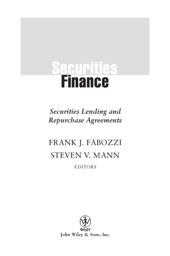 ﻿تامین مالی اوراق بهادار: قراردادهای وام دهی و بازخرید اوراق بهادار (سری فرانک جی فابوزی)