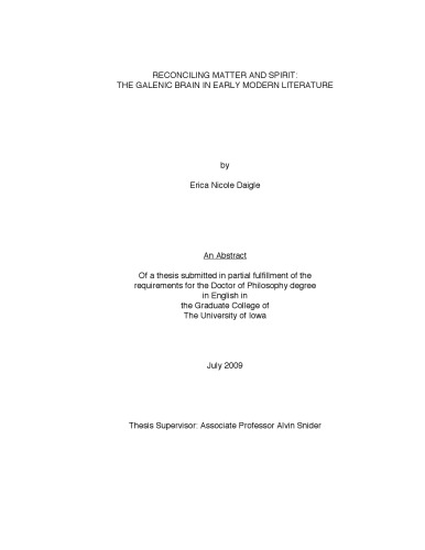 ﻿آشتی دادن ماده و روح: مغز جالینوسی در ادبیات مدرن اولیه