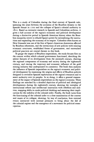 ﻿کلمبیا قبل از استقلال: اقتصاد، جامعه و سیاست تحت حاکمیت بوربون