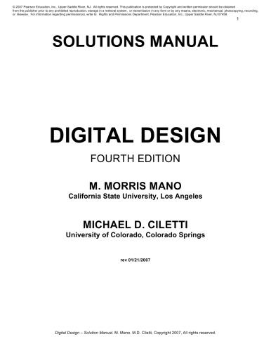 ﻿کتابچه راهنمای Digital Design 4th ed Morris Mano Solutions