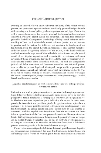 ﻿عدالت کیفری فرانسه: گزارش مقایسه ای از تحقیق و تعقیب جرم در فرانسه
