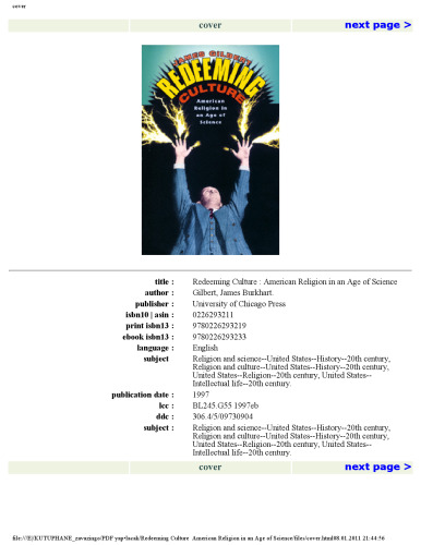 ﻿فرهنگ رستگاری: دین آمریکایی در عصر علم