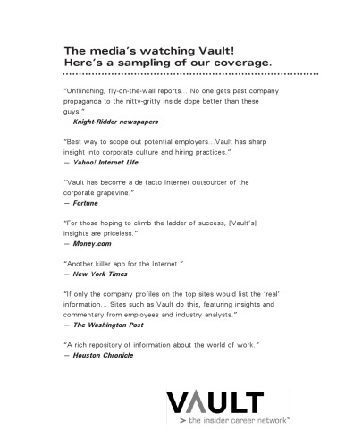 ﻿راهنمای شغلی Vault برای سرمایه گذاری خطرپذیر