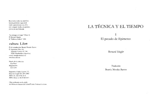 ﻿تکنیک و زمان: گناه اپیمتئوس. جلد اول