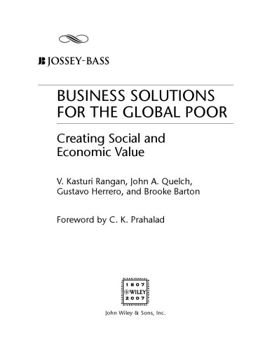 ﻿راه حل های تجاری برای فقرای جهانی: ایجاد ارزش اجتماعی و اقتصادی