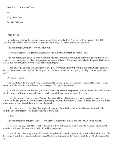 ﻿City of the Dead (جنگ ستارگان: کهکشان ترس ، کتاب 2)