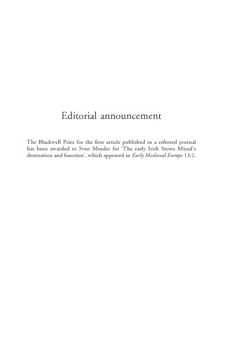 ﻿اوایل قرون وسطی اروپا - دوره 13 ، شماره 4 - فوریه 2005