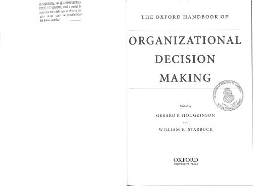 ﻿کتاب راهنمای تصمیم گیری سازمانی آکسفورد (راهنماهای آکسفورد در تجارت و مدیریت)