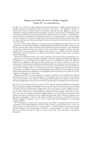 ﻿دین و دکترین عمومی در انگلستان مدرن: جلد 3، اسکان