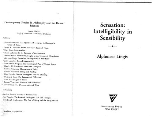 ﻿Sensation: Intelligibility in Sensibility (مطالعات معاصر در فلسفه و علوم انسانی)