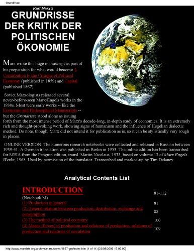﻿گروندریسه: مبانی نقد اقتصاد سیاسی (Marxists.org)