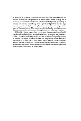 ﻿پیشگیری از بیماری های روانی در مراقبت های اولیه