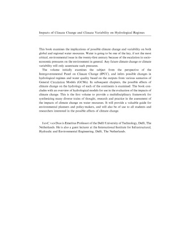 ﻿تأثیرات تغییر اقلیم و تغییرپذیری آب و هوا بر رژیم های هیدرولوژیکی (مجموعه بین المللی هیدرولوژی)