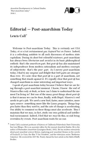 ﻿تحولات آنارشیستی در مطالعات فرهنگی - امروز پسا آنارشیسم