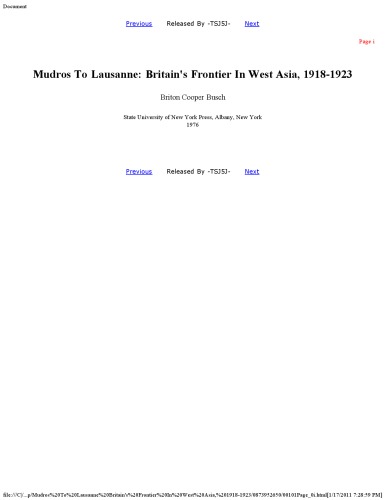 ﻿مودروس تا لوزان: مرز بریتانیا در غرب آسیا، 1918-1923