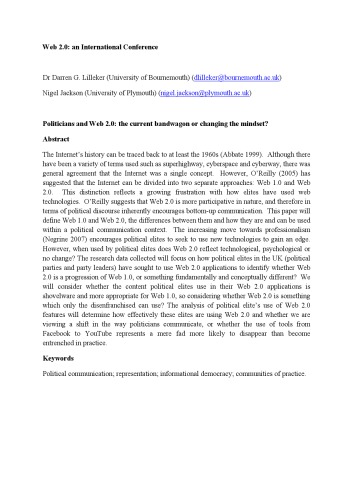 ﻿سیاستمداران و وب 2.0: وضعیت فعلی یا تغییر طرز فکر؟