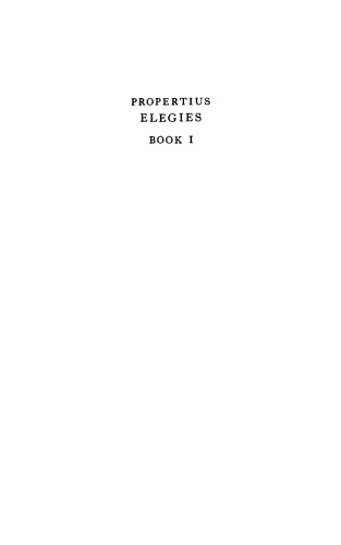 ﻿Propertius: Elegies: Book 1