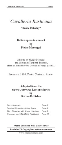 ﻿Cavalleria Rusticana (سری راهنمای کوچک سفرهای اپرا)