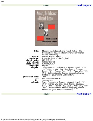 ﻿حافظه، هولوکاست و عدالت فرانسه: امور بوسکه و توویه