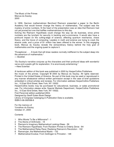 The Music of Primes: جستجو برای حل بزرگترین رمز و راز در ریاضیات