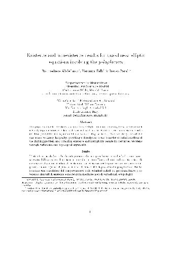 وجود و عدم وجود نتایج برای معادلات بیضوی کوازیلینار مربوط به p-laplacian