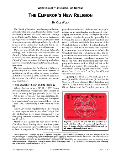 ﻿تحلیل کلیسای شیطان: دین جدید امپراتورها