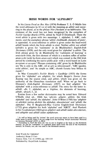 ﻿کلمات ایرلندی برای 