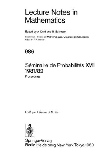﻿Seminaire de Probabilits XVII 1981/82