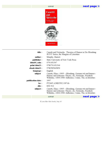 ﻿کانتی و نیچه: نظریه های طنز در Die Blendung (سریال S U N Y، حاشیه های ادبیات)