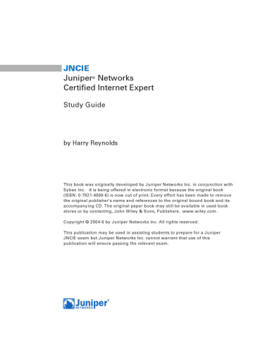 ﻿JNCIE: Juniper Networks Certified Internet Expert Study Guide