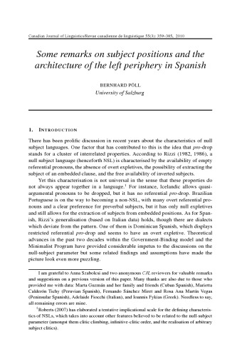 ﻿برخی از نکات در مورد موقعیت موضوع و معماری حاشیه چپ در اسپانیایی