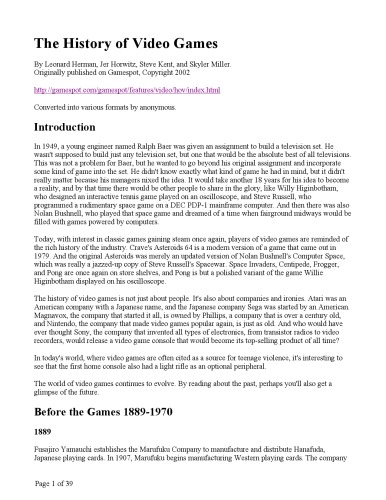 ﻿تاریخچه بازی های ویدیویی