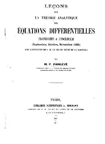 دروس در مورد تئوری تحلیلی معادلات مختلف