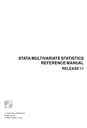 ﻿Stata Multivariate Statistics Manual Reference Manual: Release 11