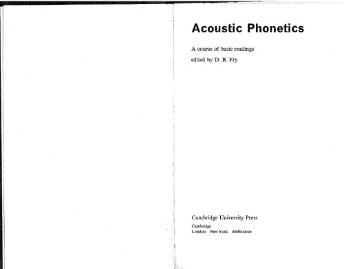 ﻿آواشناسی آکوستیک: دوره خواندن پایه