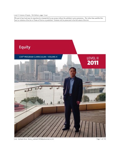 ﻿Equity ( CFA Program Curriculum Level II 2011 Volume 4 )