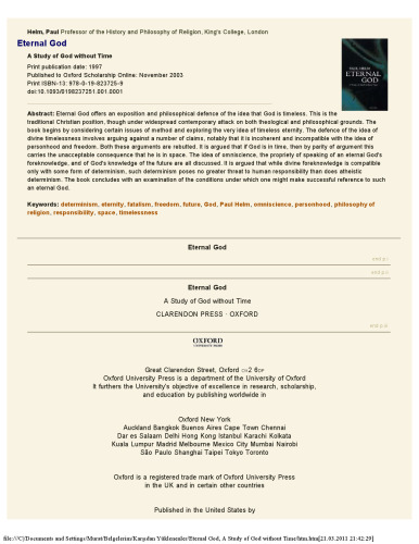 ﻿خدای ابدی: مطالعه خدا بدون زمان