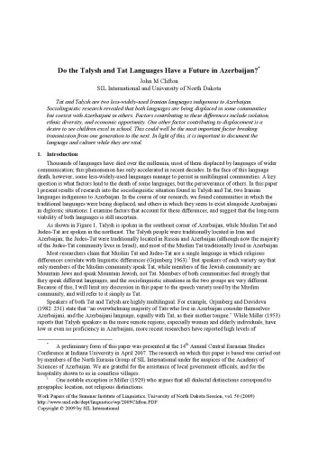 ﻿آیا زبان های تالشی و تات در آذربایجان آینده ای دارند؟